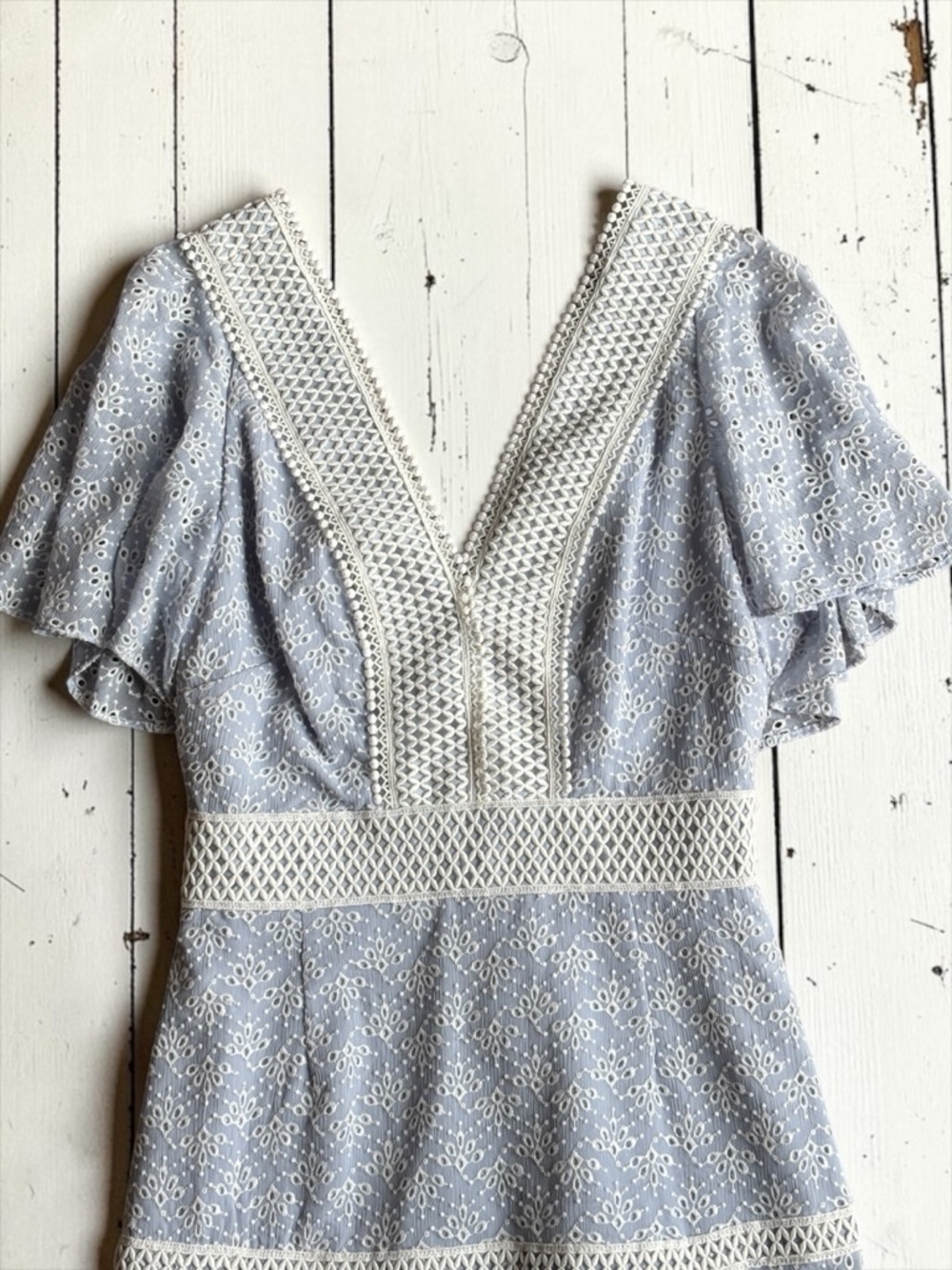 Gianni Bini Alice Light Blue Embroidered Eyelet Lace Trim Sundress Size 0 - Picture 9 of 14